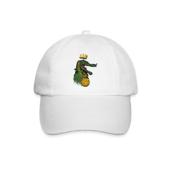 Krokodil mit Kette und Krone - Baseballkappe - Weiß/Weiß - Vorne