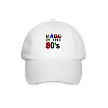 Ü30 Ü40 Spruch Made in 80's durchgestrichen 90's - Baseballkappe - Weiß/Weiß - Vorne