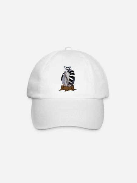 Süßer Katta Affe sitzt auf Baum Geschenk für Lemur - Baseballkappe - Weiß/Weiß