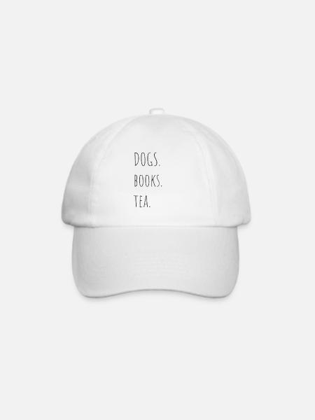 dogs Books Tea cute dog love Design - Baseballkappe - Weiß/Weiß
