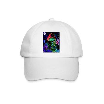 Magic Mushrooms Goa Design - Baseballkappe - Weiß/Weiß - Vorne