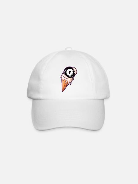 Billard Kugel Eis Billard Eiscreme - Baseballkappe - Weiß/Weiß