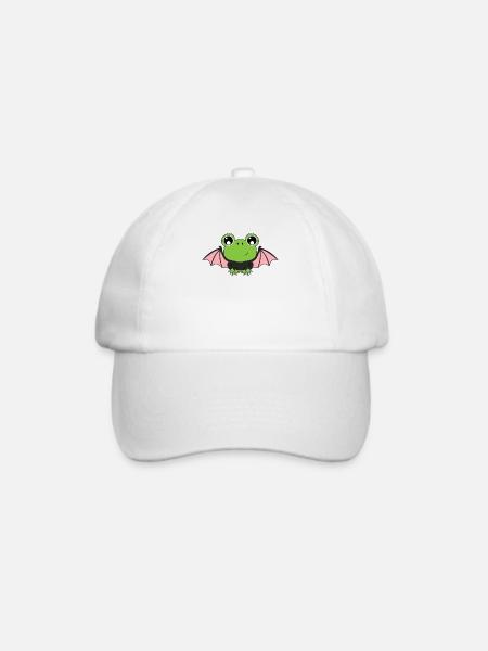 Niedliche Halloween Tiere Frosch Fledermaus Flügel - Baseballkappe - Weiß/Weiß