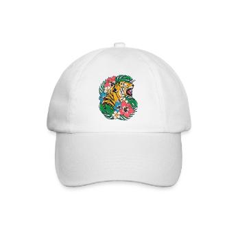 Tiger Jungle Raubkatze Raubtier Tropisch Sommer - Baseballkappe - Weiß/Weiß - Vorne
