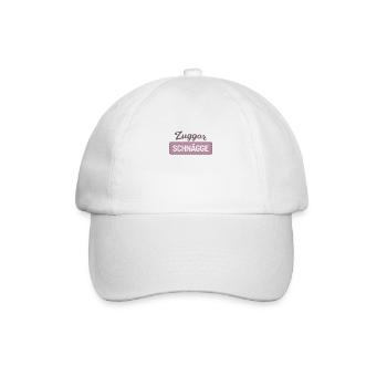 Zuggorschnägge lustige sächsische Sprüche Geschenk - Baseballkappe - Weiß/Weiß - Vorne
