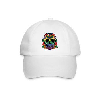 LGBT Sugar Skull Gay Pride Homosexuelle Homo-Ehe - Baseballkappe - Weiß/Weiß - Vorne