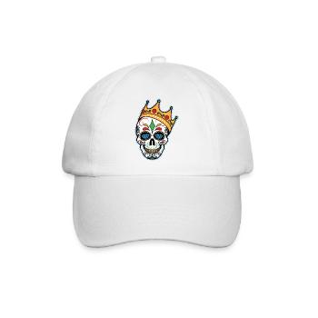 BIG Sugar Skull Old School Rap Rapper Hip Hop - Baseballkappe - Weiß/Weiß - Vorne