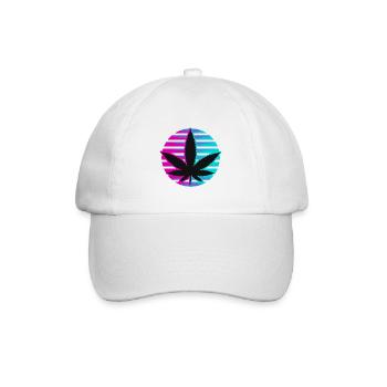 Kiffen Gras Kiffer Cannabis 420 Neon - Baseballkappe - Weiß/Weiß - Vorne