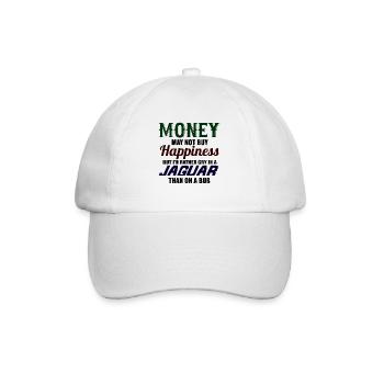 Geld kann nicht Glück kaufen, aber ich würde eher herein weinen - Baseballkappe - Weiß/Weiß - Vorne