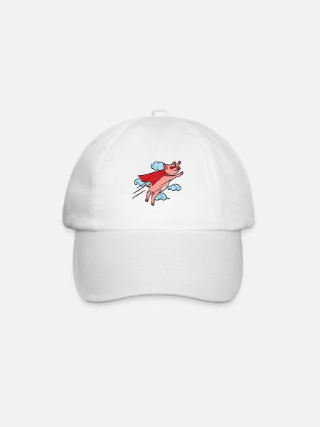 Super Flying Pig Super Fliegendes Schwein Held - Baseballkappe - Weiß/Weiß