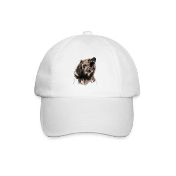 Wildbär Illustration für Naturfreunde - Baseballkappe - Weiß/Weiß - Vorne