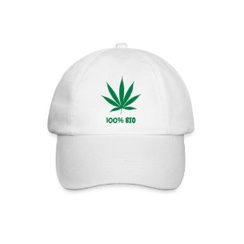 Cannabis / Drogen / Haschisch / Alkohol / Weed - Baseballkappe - Weiß/Weiß - Vorne