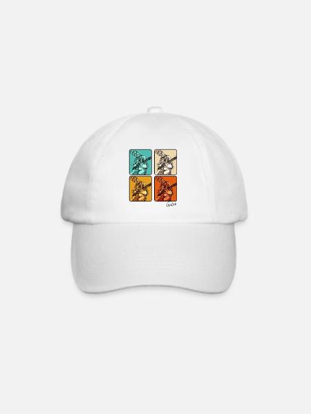Pop-Art Gitarrist Vierfarben-Quadro - Baseballkappe - Weiß/Weiß