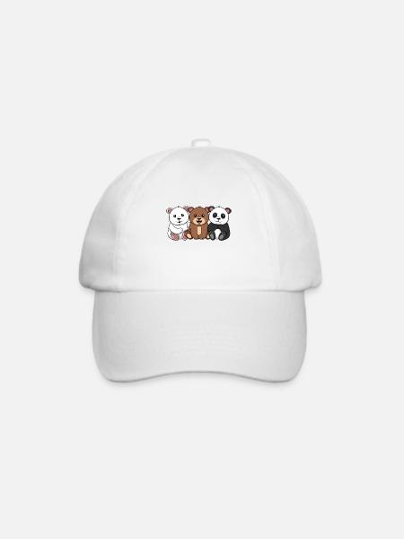 3 Bears 3 Bären Eisbär Bär Panda - Baseballkappe - Weiß/Weiß