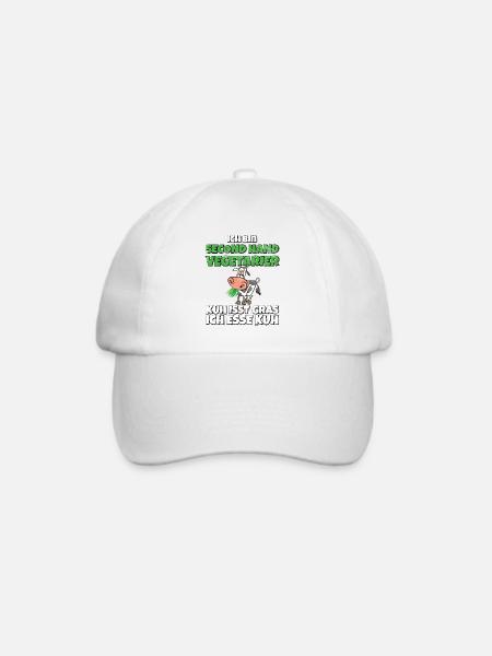 Ich bin Second Hand Vegetarier Kuh isst Gras used - Baseballkappe - Weiß/Weiß