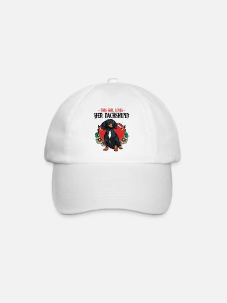 Dackel Herz Blumen Motiv - Baseballkappe - Weiß/Weiß
