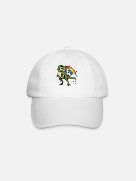 Dino Unicorn Regenbogen-Reigen - Baseballkappe - Weiß/Weiß