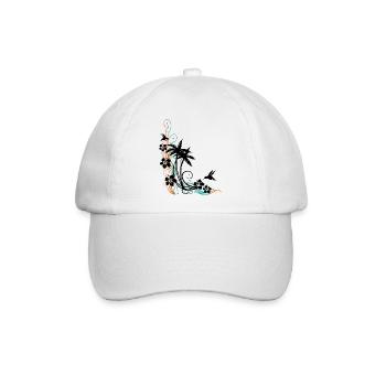 Palmen Hibiskus Kolibri Sommer - Baseballkappe - Weiß/Weiß - Vorne