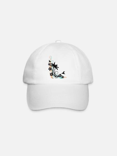 Palmen Hibiskus Kolibri Sommer - Baseballkappe - Weiß/Weiß