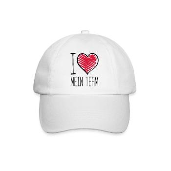 ich liebe mein team herz - Baseballkappe - Weiß/Weiß - Vorne