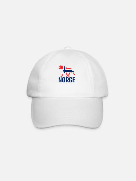 Norge Elch / Norwegen Flagge Urlaub Reise Geschenk - Baseballkappe - Weiß/Weiß