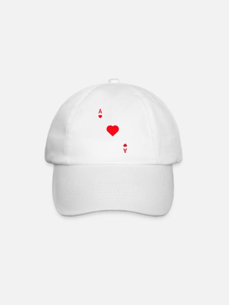 Herz Ass Spielkarte Karneval Fasching Partnerlook - Baseballkappe - Weiß/Weiß