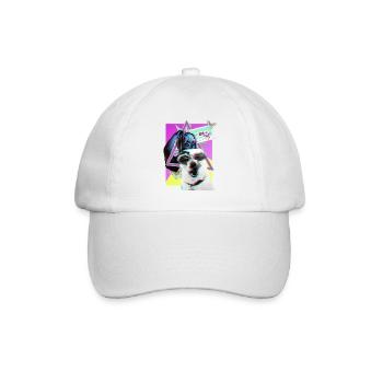 Vaporwave dog 80er Jahre Party Outfit - Baseballkappe - Weiß/Weiß - Vorne