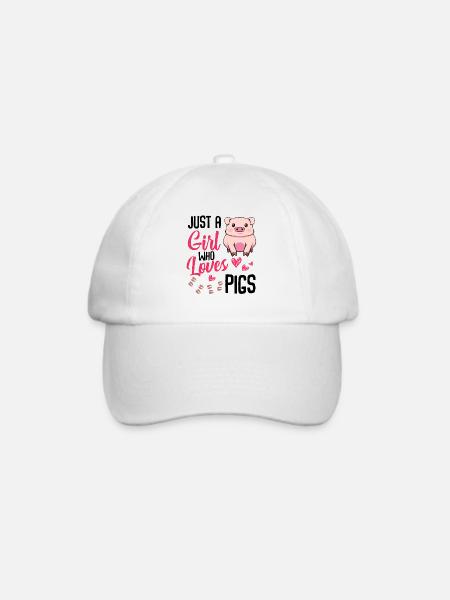 Pink Pig Loves Kaffee Herzen - Baseballkappe - Weiß/Weiß