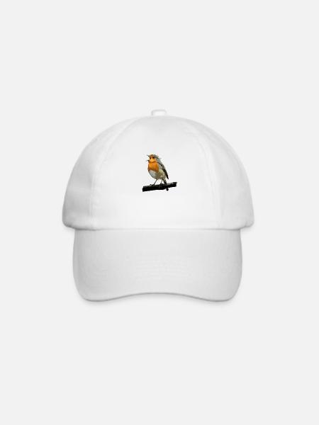 Rotkehlchen Vogel Beobachten Singvögel Geschenk - Baseballkappe - Weiß/Weiß