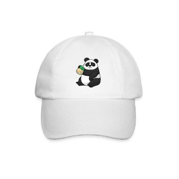 Baby Panda mit Trinkflasche - Baseballkappe - Weiß/Weiß - Vorne