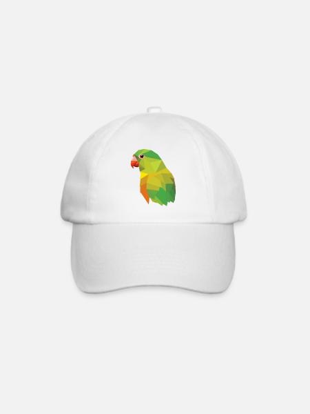 Papagei Vogel Mosaik low poly - Baseballkappe - Weiß/Weiß