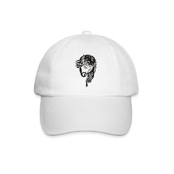 Jesus Christus mit Rosenkranz Silhouette Braun - Baseballkappe - Weiß/Weiß - Vorne
