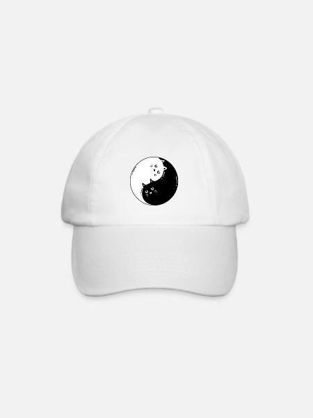 Ying Yang Katze - Baseballkappe - Weiß/Weiß