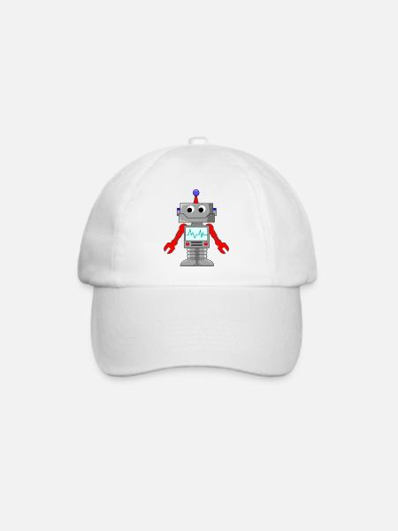 Roboter - Androide - Comic - Baseballkappe - Weiß/Weiß
