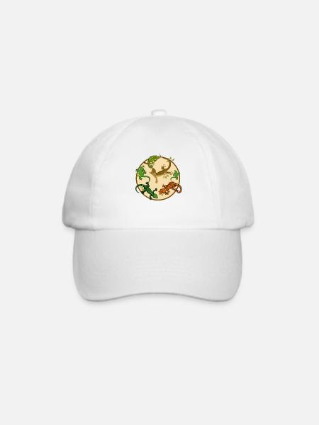 Gecko Eidechse - Baseballkappe - Weiß/Weiß
