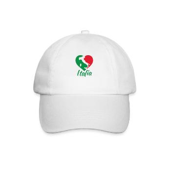 Italia Heart - Ich liebe Italien - Baseballkappe - Weiß/Weiß - Vorne