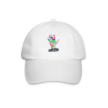 Hi Haters Coole Hand in Regenbogen Farben - Baseballkappe - Weiß/Weiß - Vorne