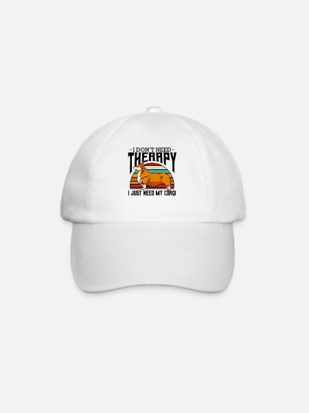 Retro Corgi im Sunset-Stripe - Baseballkappe - Weiß/Weiß
