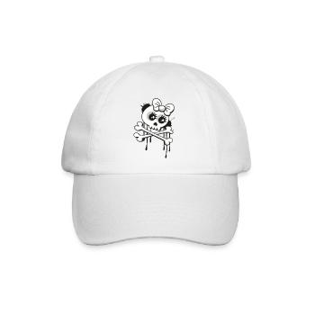 Süßes Totenkopf Shirt für Partys im Graffiti Style - Baseballkappe - Weiß/Weiß - Vorne