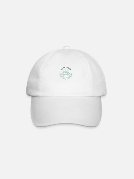 Happy Camper - Baseballkappe - Weiß/Weiß