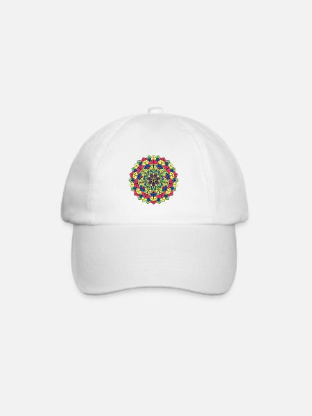 Mandala Flower Power - Baseballkappe - Weiß/Weiß