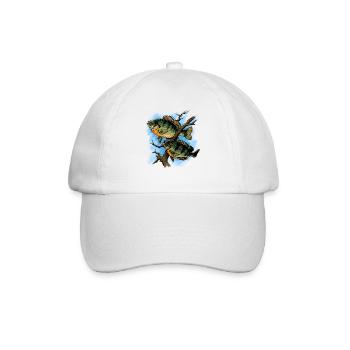 Bluegill Illustration Angeln Pullover Design - Baseballkappe - Weiß/Weiß - Vorne