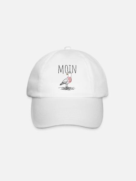 Moin Digga Möwe Vogel See Meer Segeln - Baseballkappe - Weiß/Weiß