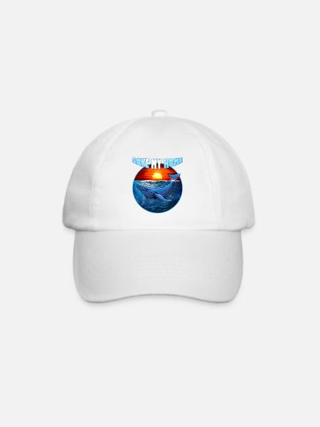 Save my Home - Blauwal - Wal - Meer - Ozean - Baseballkappe - Weiß/Weiß