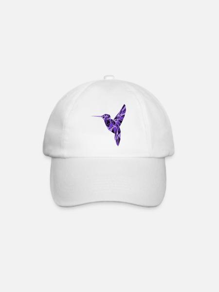 Lila Polygon Vogel - Dreiecke Bird Colibri - Baseballkappe - Weiß/Weiß