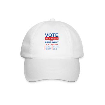 Spruch Geschenkidee Vote rick astley for president - Baseballkappe - Weiß/Weiß - Vorne