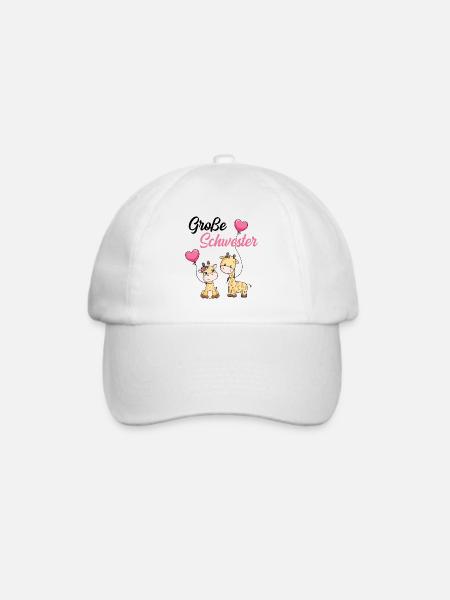 Große Schwester Giraffe - Baseballkappe - Weiß/Weiß