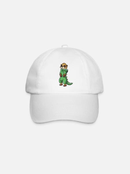 Kawaii Erdmännchen im Dino Kostüm Kawaii Damen - Baseballkappe - Weiß/Weiß