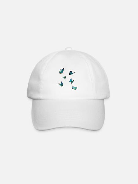 Schmetterlinge Blau - Baseballkappe - Weiß/Weiß