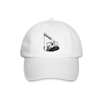 Kranauto - Kran - Kran LKW - Kran Truck - Baseballkappe - Weiß/Weiß - Vorne